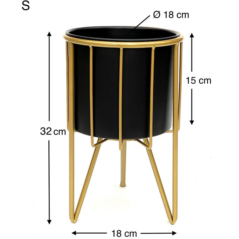 Ensemble de 2 tables pour fleurs DanDiBo avec pot en métal doré et noir -  Collection 96039 