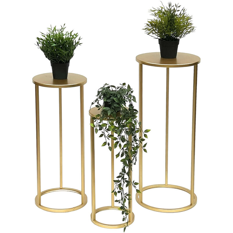 Ensemble de 2 tables pour fleurs DanDiBo avec pot en métal doré et noir -  Collection 96039 