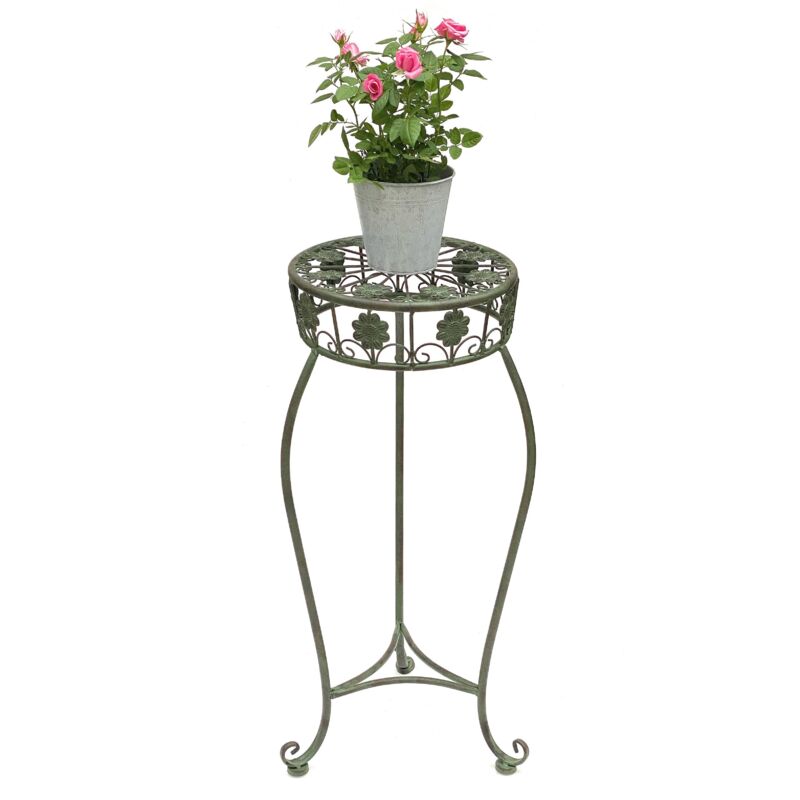 Tabouret de fleur Métal Vert Rond 75 cm Support de fleur 96008 L Colonne de fleur Antique Support de plante Tabouret de plante Vintage