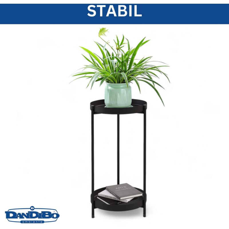 DanDiBo Sgabello per fiori con vaso in metallo nero, S 25 cm, 96052