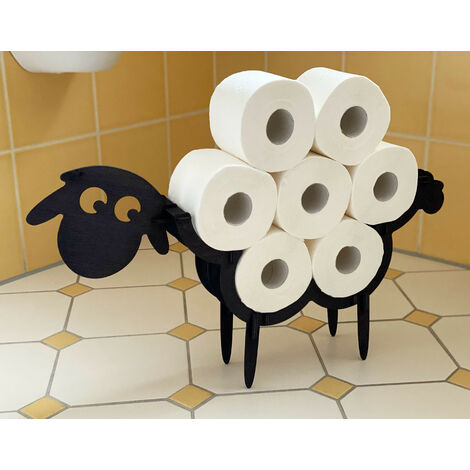 DanDiBo Porte-papier toilette en bois noir Mouton Porte-rouleau WC  Dérouleur de papier toilette sur