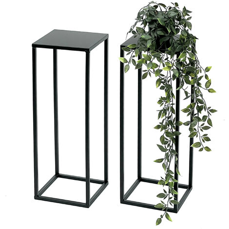 2x DanDiBo Tabouret à fleurs Métal Noir 50 cm Porte-fleurs 96315 S Table d'appoint Colonne à fleurs Moderne Porte-plantes Tabouret à plantes (1/5)