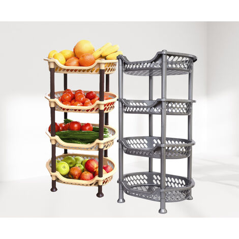 Panier à Fruits Murale HUOLE 2 Étages - Avec Couvercle Bois Et Crochets - Rangement Empilable Pour Cuisine