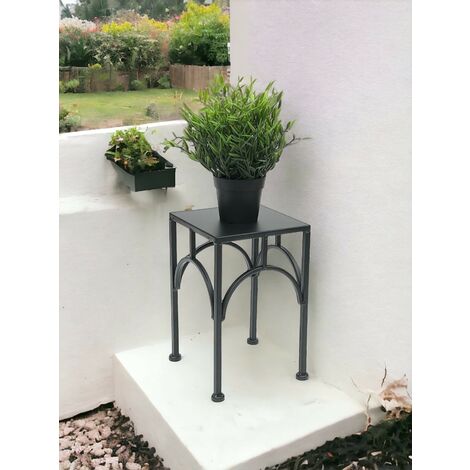 DanDiBo 96449 Sgabello Per Fiori In Metallro – Rettangolare, Nero, Altezza 28 Cm, Portata 30 Kg