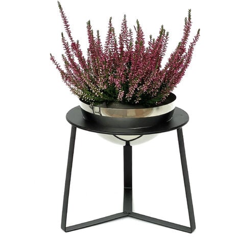 Table pour fleurs en métal DanDiBo avec pot noir et argent de 27 cm -  Collection 96091 
