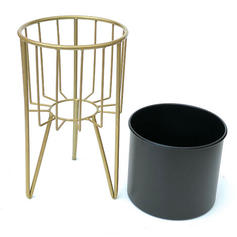 Ensemble de 2 tables pour fleurs DanDiBo avec pot en métal doré et noir -  Collection 96039 