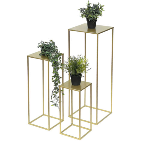 DanDiBo Tabouret pour fleurs Métal Or Angulaire L 82 cm Porte-fleurs Table d'appoint 96406 Colonne pour fleurs Moderne Porte-plantes Tabouret pour plantes
