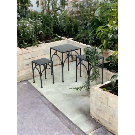 Sellette Metal DanDiBo 96315 Tabouret U00e0 Fleurs Rectangulaire En Mu00e9tal Noir Cache Pot Sur Pied