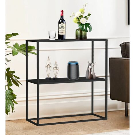Dandibo – Console en métal noir 96473 – Étroite avec 2 niveaux – Dimensions 80x80x25 cm – Étagère debout moderne pour rangement
