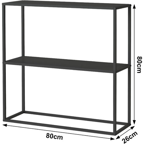 DanDiBo Console en métal noir Étroite avec 2 niveaux Moderne 80x80x25 DanDiBo Console en métal noir Étroite avec 2 niveaux Moderne 80x80x25