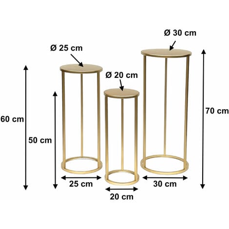 DanDiBo Tabouret à Fleurs Avec Pot Métal Or Noir Rond L 45