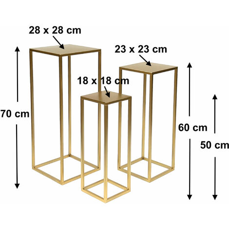 Ensemble de 3 tables de fleurs en métal DanDiBo avec vase noir et argent -  Collection 96091 