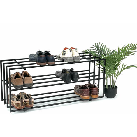 Étagère à chaussures DanDiBo Métal Noir 3 niveaux 96552 Range-chaussures Étagère à chaussures Moderne Stable Massif Armoire à chaussures Rangement (1/5)