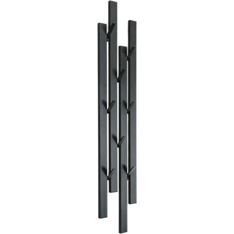Dandibo – Portemanteau mural noir métal 96612 – 8 crochets étroits – Dimensions 87x15,5x4,5 cm – Pour entrée ou salle de bain