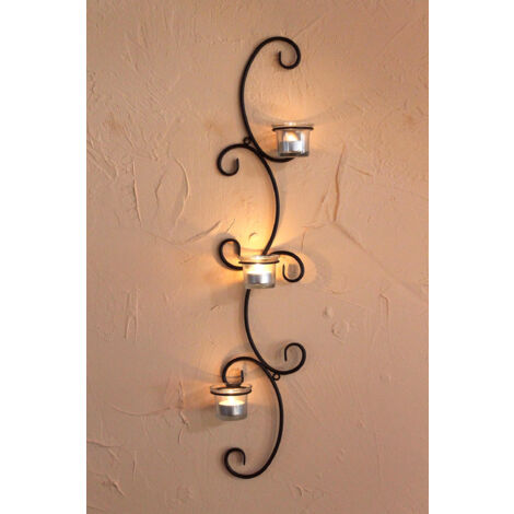 DanDiBo Bougeoir mural Métal Mur Noir Emma 68 cm Bougeoir Bougie murale Bougeoir mural (1/5)