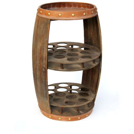 DanDiBo Casier à Vin En Bois Marron Tonneau à Vin Rotatif à 360° 71 Cm
