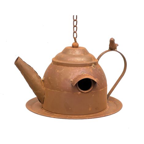 DanDiBo Mangeoire pour oiseaux à suspendre Rouille noble Décoration Rouille Arrosoir Résistant aux intempéries 96423 Nichoir Mangeoire pour oiseaux Shabby à suspendre avec chaîne Arrosoir en métal Bal