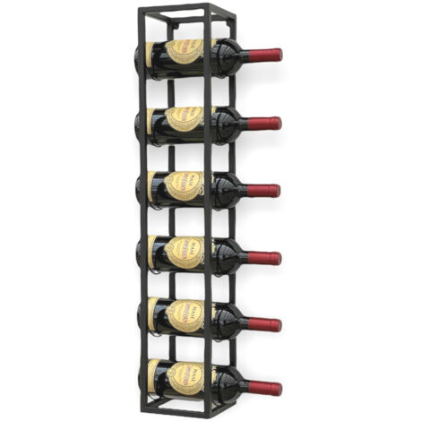 Casier à vin pour 6 bouteilles / porte-serviettes métallique mural 80 cm Noir 96238 / 96243 pour 6 bouteilles