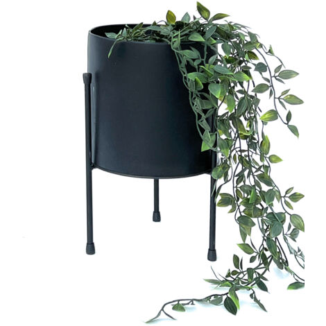 DanDiBo Tabouret à fleurs avec pot Métal Noir 32 cm Porte-fleurs 96261 Colonne à fleurs Moderne Porte-plantes Tabouret à plantes (1/5)