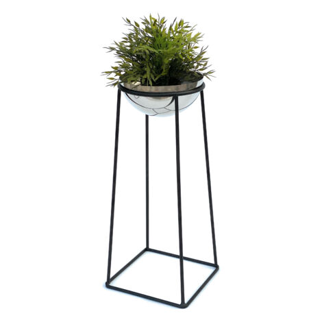 DanDiBo Tabouret à fleurs Métal avec pot Noir argenté 56 cm Porte-fleurs 96078 M Colonne à fleurs Moderne Porte-plantes Tabouret à plantes (1/4)