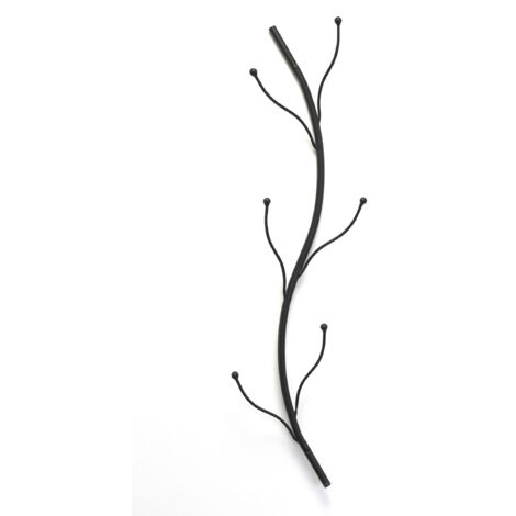 Dandibo – Portemanteau mural métal noir 93861 – 6 crochets – Hauteur 97 cm – Largeur 22 cm – Profondeur 8 cm – Pour entrée et couloir (1/4)