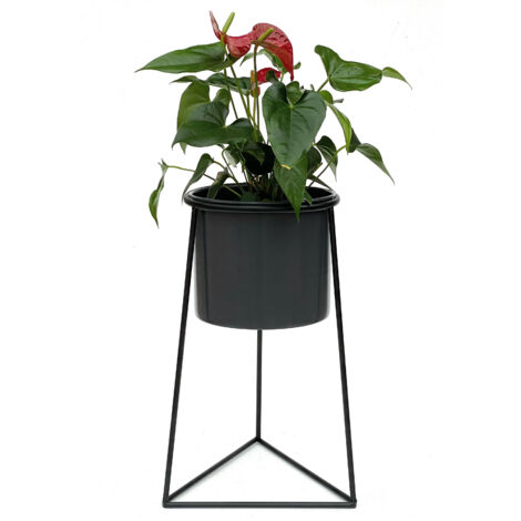 DanDiBo Sgabello per fiori con vaso in metallo in piedi ovale