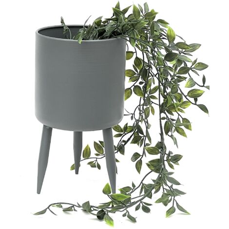 DanDiBo Pot de fleurs avec pieds Pot de fleurs avec pieds Métal Gris 27 cm 96260 L Moderne Support de plantes (1/5)