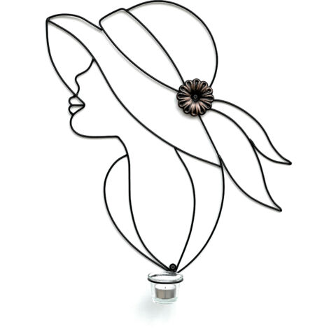 DanDiBo Bougeoir mural Métal Noir 50 cm Dame Bougeoir mural 96324 Bougeoir mural Bougeoir mural