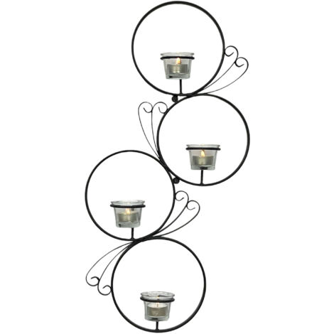 DanDiBo Bougeoir mural Métal Noir Rond Bougeoir mural 60 cm Bougeoir mural Bougeoir mural Fer forgé (1/5)