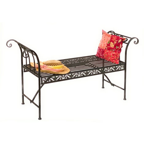 Banc de jardin DanDiBo résistant aux intempéries sans dossier en métal brun 96001 140 cm Banc en métal Banc de jardin