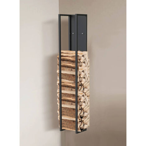 Dandibo – Étagère à bois 96539 – Support mural en métal noir – Dimensions 140x25x25 cm – Pour stockage bûches et bois de cheminée