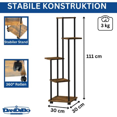 Étagère Escabeau 5 Niveaux Pour Plantes – Support Métal Noir Pliable, Design Rond Vintage, Intérieur/extérieur