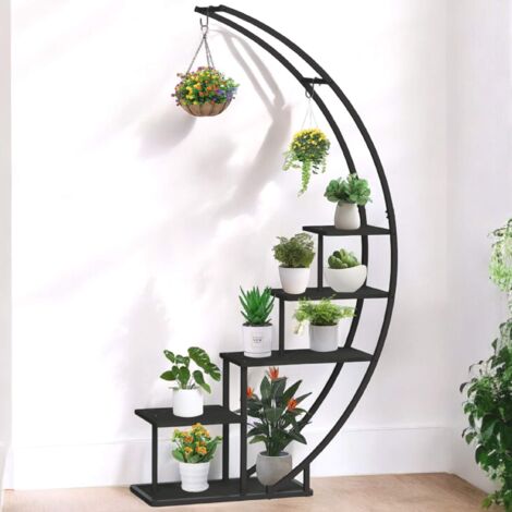 Dandibo – Support à fleurs intérieur 96585 – Métal noir semi-circulaire 170 cm – Étagère multi-niveaux pour plantes – Design moderne