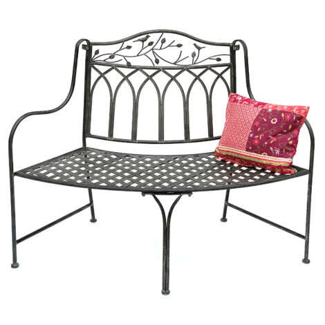 Banc de jardin DanDiBo résistant aux intempéries semi-circulaire en métal brun 96002 125 cm Banc en métal Banc de jardin (1/5)