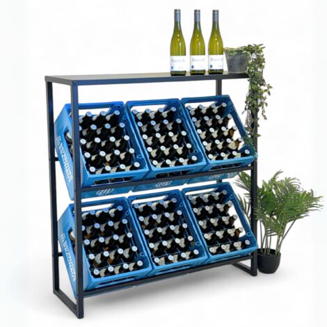 DanDiBo Étagère pour caisses de boissons 6 caisses avec support Métal stable 96435 Support pour caisses de boissons 100 cm Support pour caisses de boissons (1/5)