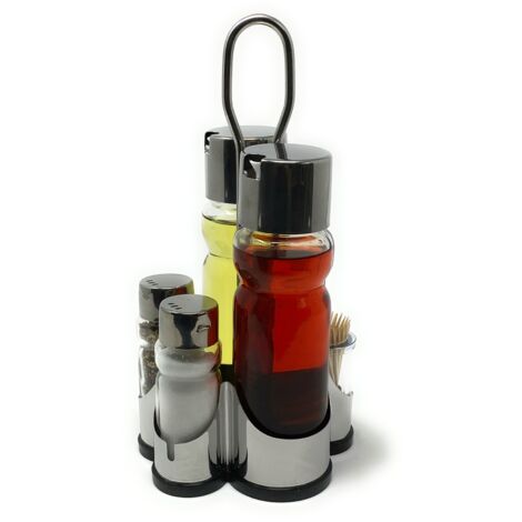 Menage Distributeur de vinaigre et d'huile Verre Sel Poivre Set de cure-dents Acier inoxydable 250 Argent Verre Distributeur d'huile (1/5)