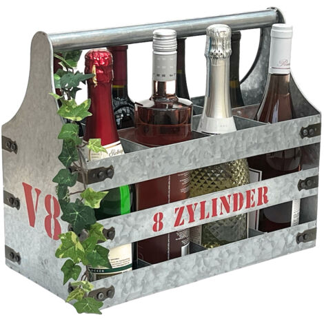 DanDiBo Porte-bouteilles en métal avec ouvreur Porte-bouteilles 8 cylindres V8 96404 Ouvre-bouteilles Panier à bouteilles de vin