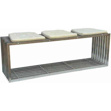 Banc de jardin DanDiBo Acier inoxydable Métal Résistant aux intempéries Massif 150 cm Banc Banc Jardin 96429 Banc de parc à lamelles