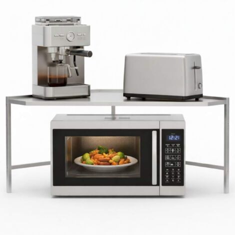 DanDiBo Mikrowellenregal Eckregal Küche Stehend Arbeitsplatte 72x72 cm Edelstahl 2 Stufig 96690 Mikrowellen Regal Küchenregal Microwave Shelf