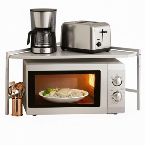 DanDiBo Mikrowellenregal Eckregal Küche Stehend Arbeitsplatte 72x72 cm Weiß 2 Stufig 96689 Mikrowellen Regal Küchenregal Microwave Shelf (1/5)