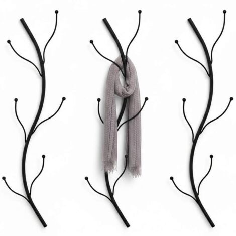 DanDiBo Wandgarderobe Schwarz Metall 3er Set Flora Garderobe Wand 93861 Garderobenhaken Flurgarderobe Kleiderhaken Hakenleiste (1/5)