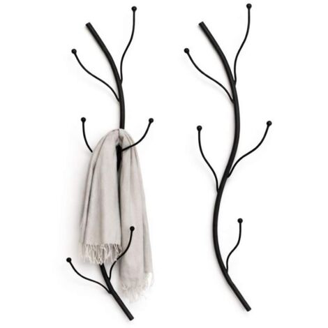 DanDiBo Wandgarderobe Schwarz Metall 2er Set Flora Garderobe Wand 93861 Garderobenhaken Flurgarderobe Kleiderhaken Hakenleiste (1/5)