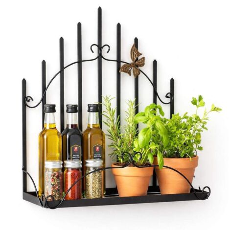DanDiBo Kräuterregal Kücheregal Balkonregal Wand Metall Schwarz 96237 Wandregal Blumenregal Pflanzenhalter Wandblumenhalter Küche Balkon (1/5)