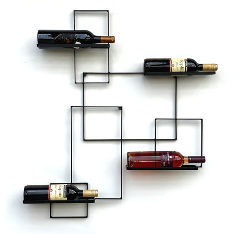 DanDiBo Etagère à vin en métal Noir pour Montage Mural 4-Wine 4 Bouteilles Extensible Support à Bouteilles Etagère à Bouteilles Porte-Bouteilles 