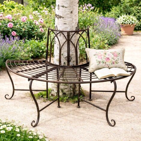 Banc De Jardin 3 Places En Métal Et Bois - 186 Cm - Résistant Aux Intempéries - Pour Parc, Jardin, Terrasse