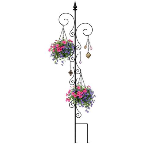 Treillis avec 2 supports Treillis métallique H-145 cm L-30 cm Aide à l'escalade 2 crochets