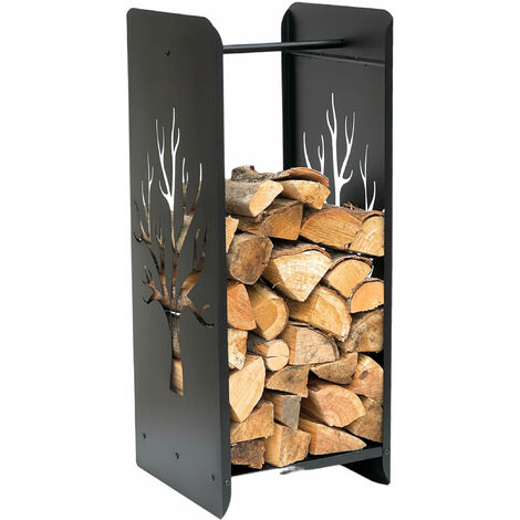 Étagère à Bois CookKing Mila – 80 Cm – Rangement Bûches – Noir Acier