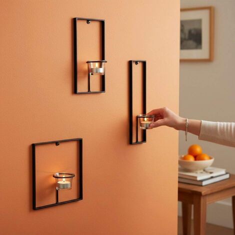 VIDI - Lot De 3 Porte-bougies Muraux Dorés - Forme œuf, Aluminium, Dimensions Variables - Pour Décoration Salon, Ambiance Cosy