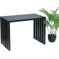 DanDiBo Tabouret Métal Noir Banc Massif Résistant aux intempéries 60 cm Tabouret Ela Banc moderne Tabouret à lamelles