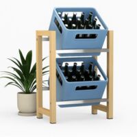 DanDiBo Getränkekistenregal 2 Kisten Holz Bambus Edelstahl 96657 Getränkeregal Kistenregal Getränkekistenhalter Getränke Regal Bierkistenregal